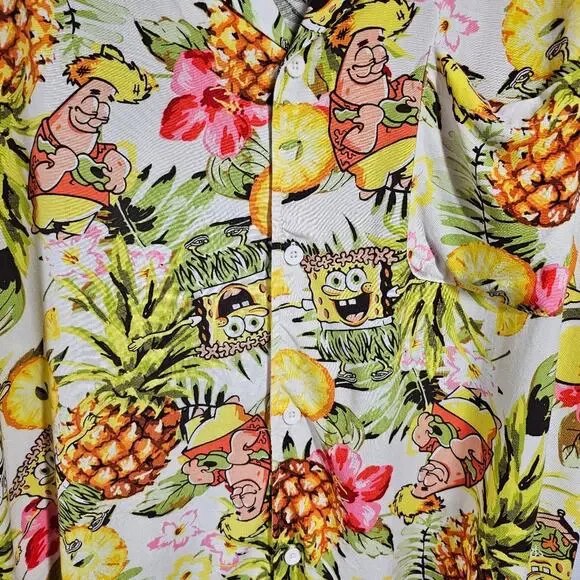 Nickelodeon SpongeBob SquarePants Men's Rayon Button Down Shirt XXL - Picture 3 of 12